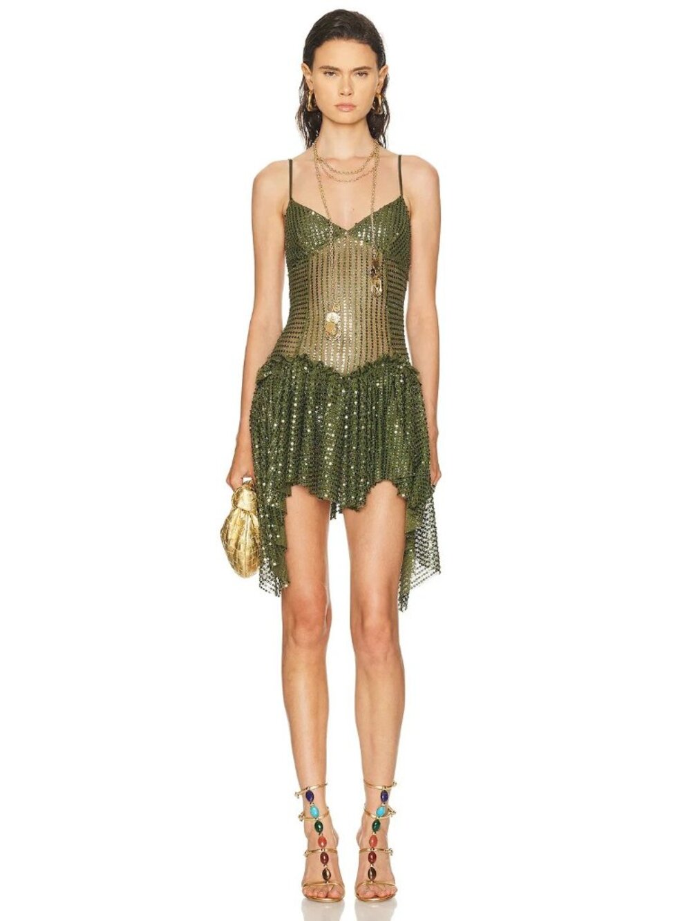 SIEDRES Lustina Dress in Green Sequin
